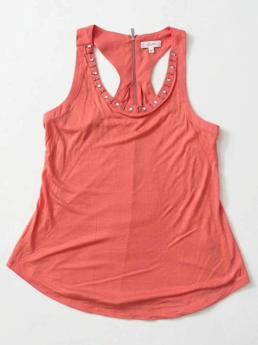 Candie's Coral Scoop Tank with Studded Neckline - Picture 2 of 8